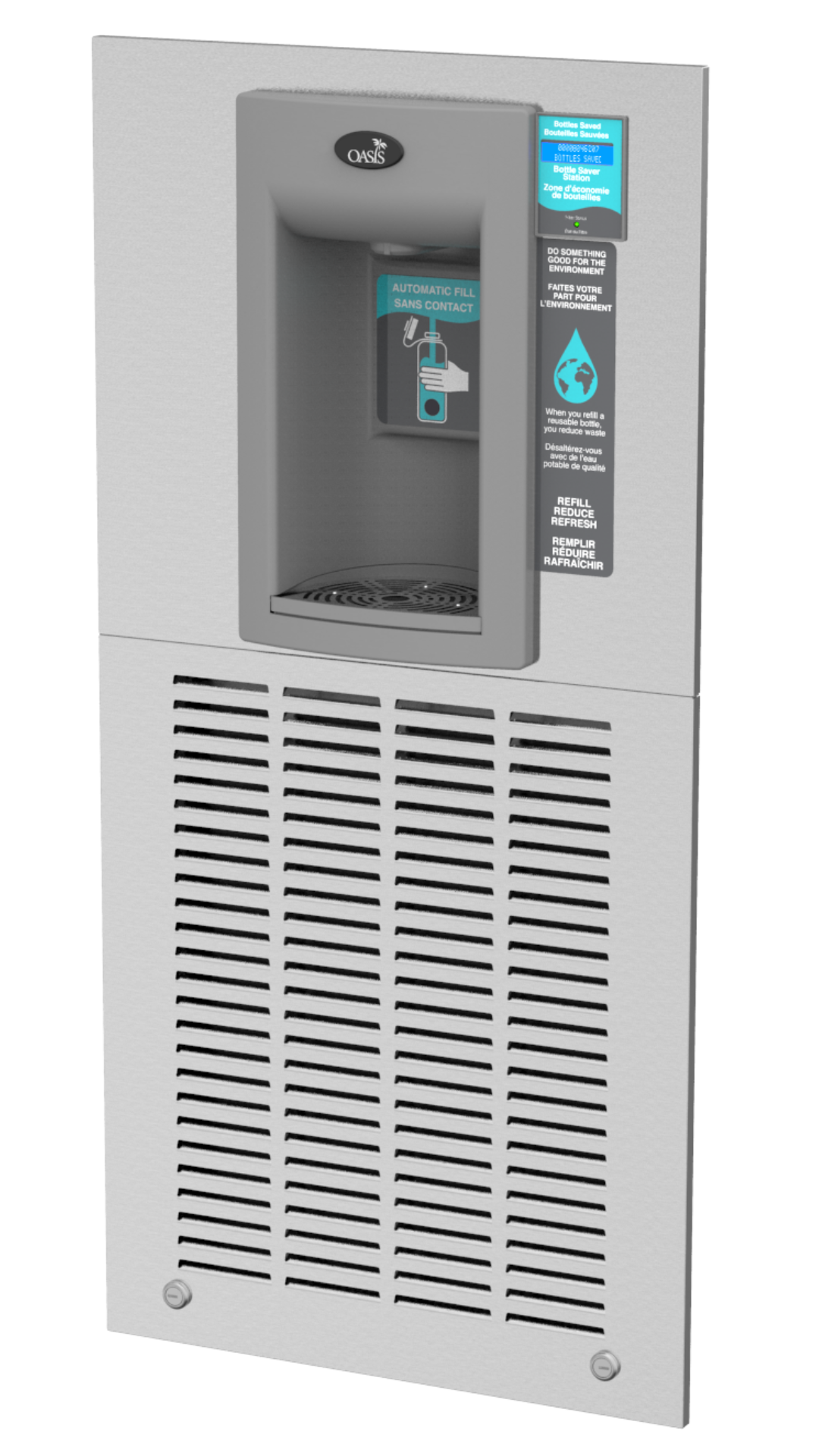 Wall-Recessed Bottle Public water filling station